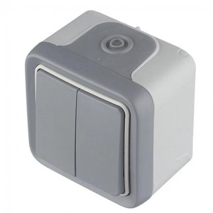 Выключатель/переключатель LEGRAND Plexo 2-клавишный накладного монтажа (6+6) IP55 серый