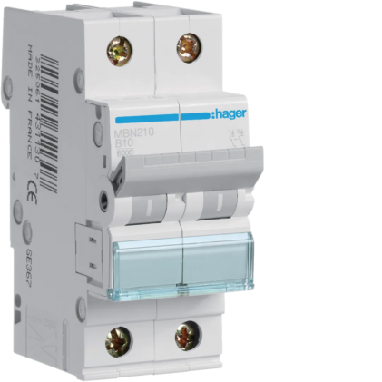Автовыключатель HAGER 10А 2п B 6 kA 2м MBN210