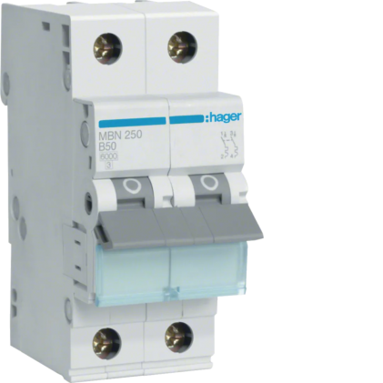Автовыключатель HAGER 50А 2п B 6 kA 2м MBN250