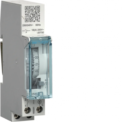 Таймер HAGER аналоговий добовий 16А 1н.в. без резерву по ходу 1м EHN010