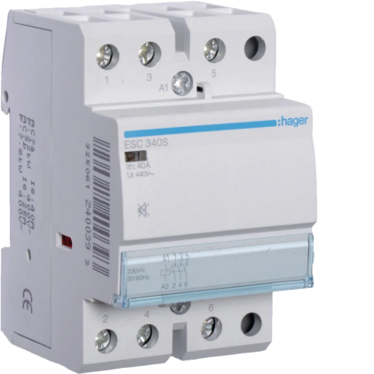 Контактор HAGER бесшумный 3н.о. 40А 230В АС 3м ESC340S