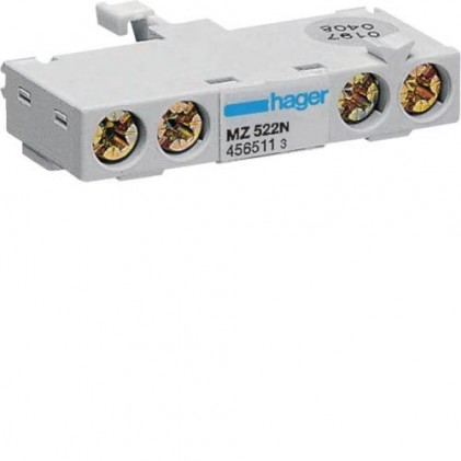 Дополнительный контакт для автоматического выключателя защиты двигателя HAGER 230В/400В 1А 1н.о. 0.5М MZ522