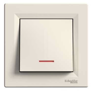 Вимикач SCHNEIDER ASFORA EPH1400123 1кл. з підсвічуванням кремовий