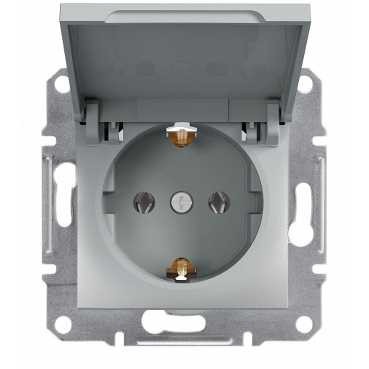 Розетка SCHNEIDER ASFORA EPH3100161 з з/к з кришкою алюміній