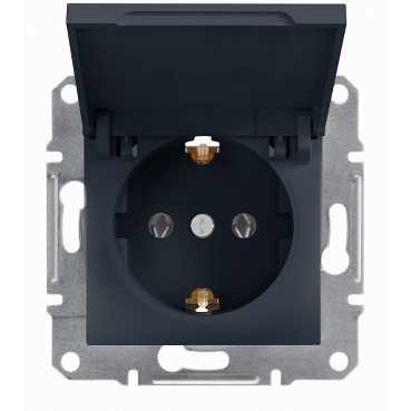 Розетка SCHNEIDER ASFORA EPH3100171 з з/к з кришкою антрацит