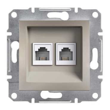 Розетка SCHNEIDER ASFORA EPH4200169 TF 2 * RJ11 подвійна бронза