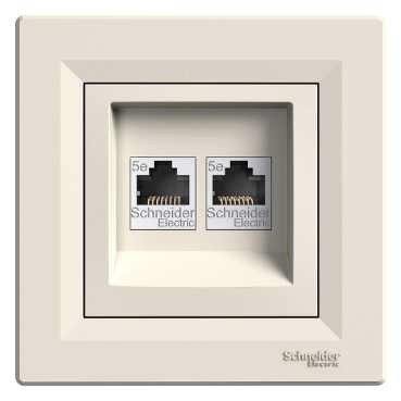Розетка SCHNEIDER ASFORA EPH4400123 комп. 2 * RJ45 кат.5е подвійна кремовий