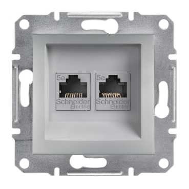 Розетка SCHNEIDER ASFORA EPH4400161 комп. 2 * RJ45 кат.5е подвійна алюміній