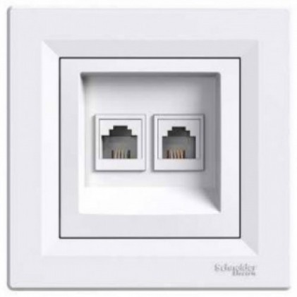 Розетка SCHNEIDER ASFORA EPH4200121 TF 2 * RJ11 подвійна білий