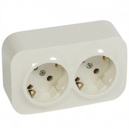 Розетка двойная с з/к LEGRAND Forix 16А IP20 накладного монтажа слоновая кость