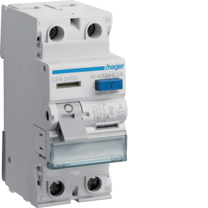 Дифференциальное реле HAGER 2п 40A 300mA A 2м CFA240D