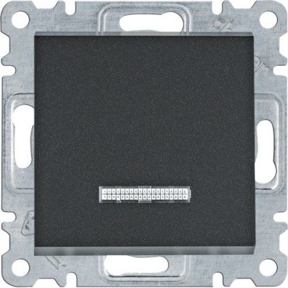 Выключатель HAGER LUMINA одноклавишный универсальный с подсветкой 10А/250В черный