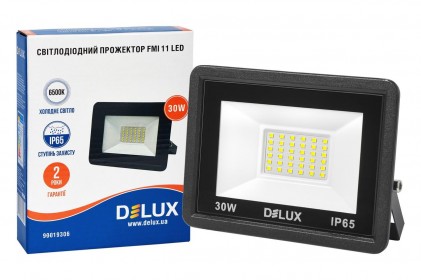 Прожектор DELUX FMI 11 LED 30 Вт 220В 6500К IP65 чорний світлодіодний