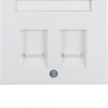 Накладка для суппортов HAGER-BERKER под 2 модуля RJ12/RJ45 полярная белизна К.1