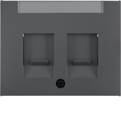 Накладка для супортів HAGER-BERKER під 2 модуля RJ12/RJ45 антрацит К.1