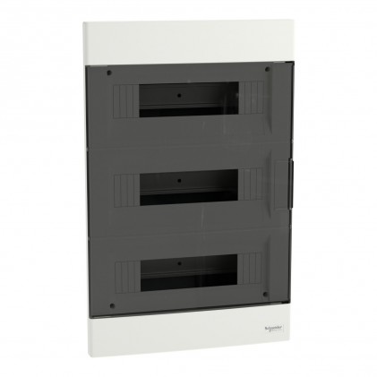 Щит пластиковый SCHNEIDER Easy9 EU врезной 3 ряда 12 модулей дымчатая дверь