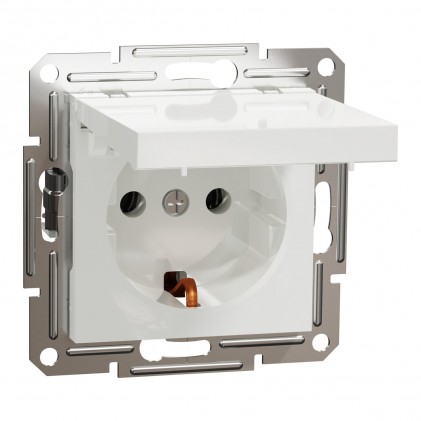 Розетка SCHNEIDER ASFORA EPH3170121 з з/к з кришкою без рамки біла