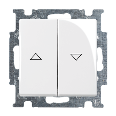 Кнопка жалюзи 2-клавишная ABB Вasic55 (сх.4) белая