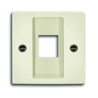 Центральная плата 1-я под модули Keystone прямая с держателем модуля ABB Вasic55 слоновая кость