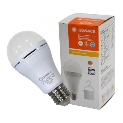 Led лампа LEDVANCE CL A60 RECHARGEABLE 8W/865 230V E27 аккумуляторная