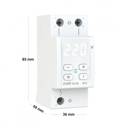 Реле напряжения ZUBR D2-40 1ф 40А 2мод вольтметр термозащита