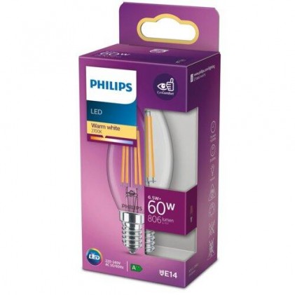 Led лампа PHILIPS 6.5W B35 E14 2700K CL ND FIL RFSRT4 світлодіодна