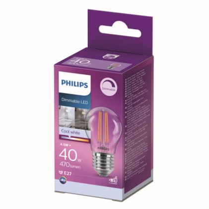 Led лампа PHILIPS 4.5W P45 E27 4000K CL DIM FIL  светодиодная