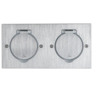 Люк розеточный в пол LEGRAND двойной нержавеющая сталь