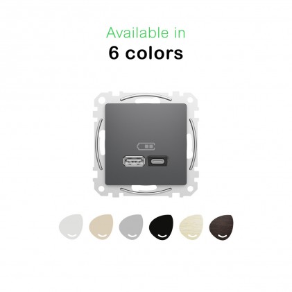 Розетка USB SCHNEIDER Sedna Design type A+type C 3А 21Вт белая