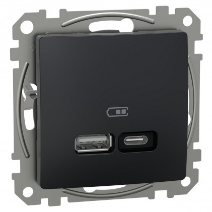 Розетка USB SCHNEIDER Sedna Design type A+type C 3.4А 21Вт чорна