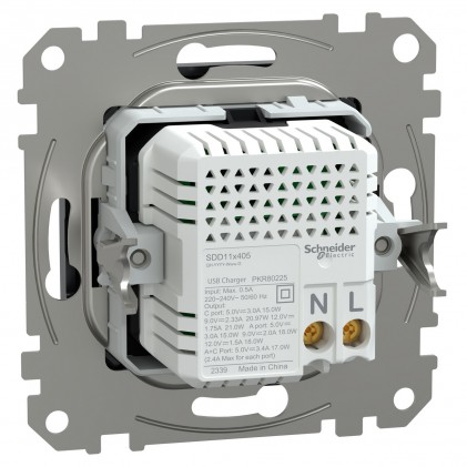 Розетка USB SCHNEIDER Sedna Design type A+type C 3.4А 21Вт чорна