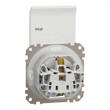 Розетка SCHNEIDER Sedna Design IP44 з заземленням зі шторками та кришкою 16A біла