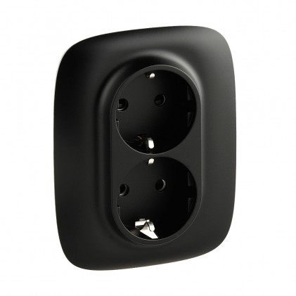 Розетка LEGRAND Valena Allure двойная со шторками 2к+З 16A 250В автоклеммы антрацит