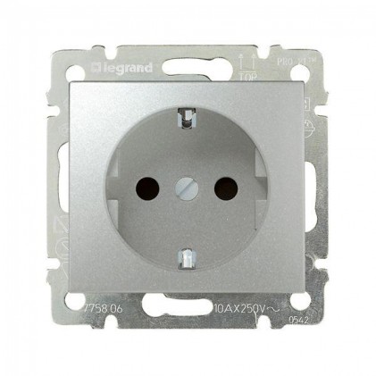 Розетка с заземлением 16А LEGRAND Valena Classic алюминий
