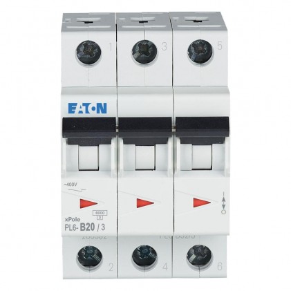 Автоматичний вимикач 3п 20A PL6-B20/3 6kA EATON
