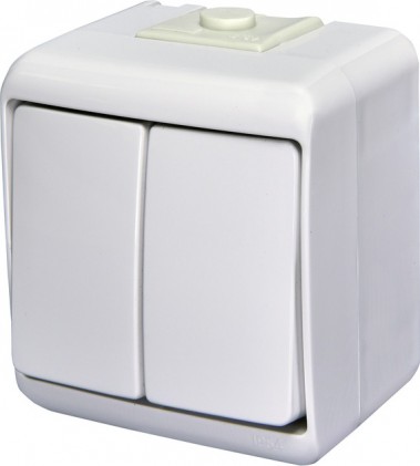 Вимикач 2-клавішний ETI Hermetics VHE-2 IP54 білий