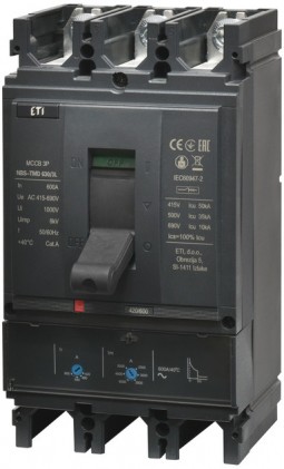 Автоматичний вимикач NBS-TMD 630/3L 600A (36кА, (0.7-1)In/(5-10)In) 3P ETI