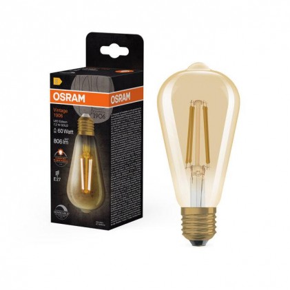 Лампа OSRAM 1906 EDISON 7.2W/824 DIM 230V FIL E27 светодиодная
