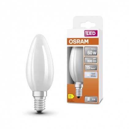 Led лампа OSRAM LEDS CLB60 5.5W/840 230V FR FIL E14 светодиодная
