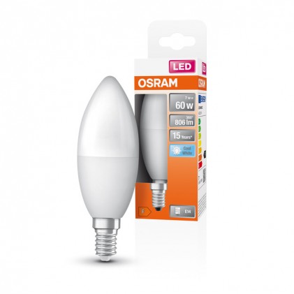 Led лампа OSRAM LEDS CLB60 7.5W/840 230V FR FIL E14 світлодіодна