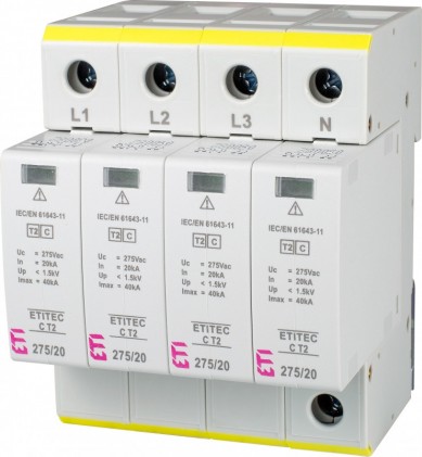 Обмежувач перенапруги ETITEC C T2 275/20 (4+0) 4p ETI