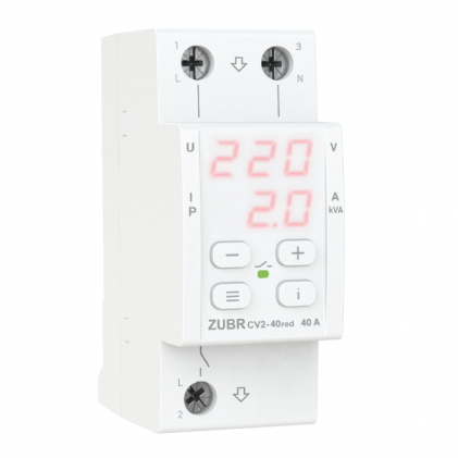Реле напряжения с контролем тока ZUBR CV2-40 red