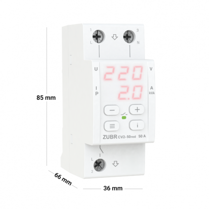 Реле напряжения с контролем тока ZUBR CV2-50 red