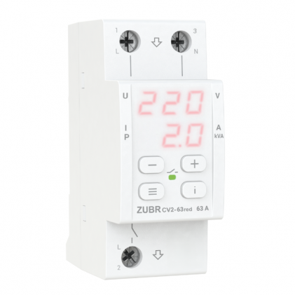 Реле напряжения с контролем тока ZUBR CV2-63 red