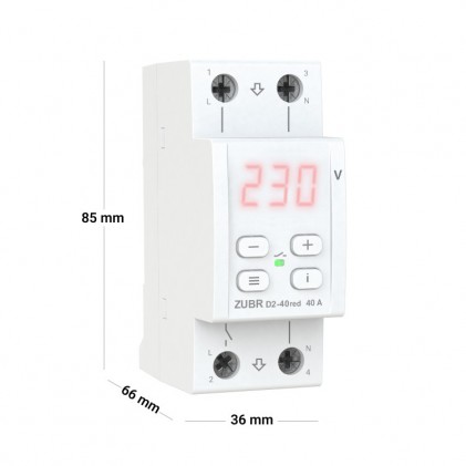 Реле напряжения ZUBR D2-40 red 1ф 40А 2мод вольтметр термозащита