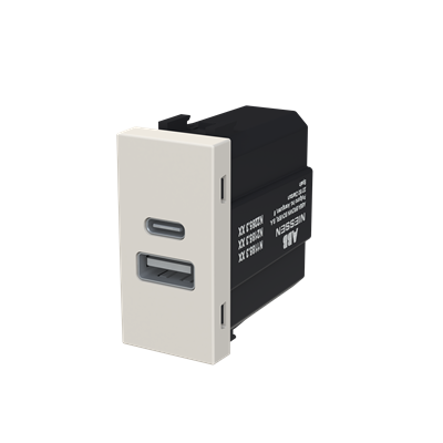 Зарядка двойная USB типа A+C (2.1A/2*1A) 1 мод. АВВ Zenit N2185.3 DN дюна