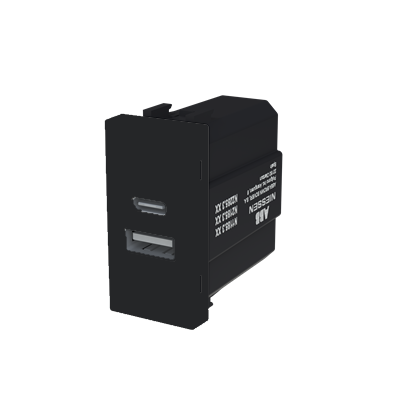 Зарядка двойная USB типа A+C (3A/2*1.5A) 1 мод. АВВ Zenit N2185.3 NT черный матовый