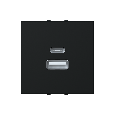 Зарядка двойная USB типа A+C (3A/2*1.5A) 2 мод. АВВ Zenit N2285.4 NT черный матовый