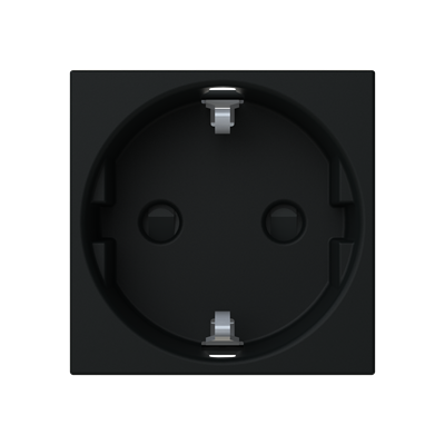Розетка ABB Zenit  с заземляющим контактом и защитными шторками 2 мод. черная матовая N2288NТ
