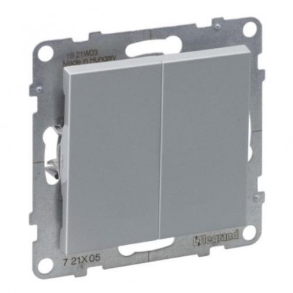 Выключатель LEGRAND Suno 2-клавишный 10АХ/250В автоклеммы алюминий